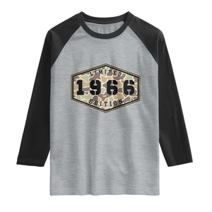 60th Birthday Hunting Raglan Shirt 1966 Limited Edition Vintage Camouflage Gifts For Turning 60