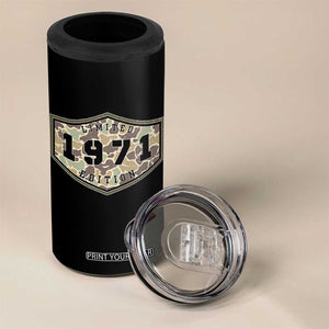 55th Birthday Hunting 4 in 1 Can Cooler Tumbler 1971 Limited Edition Vintage Camouflage Gifts For Turning 55