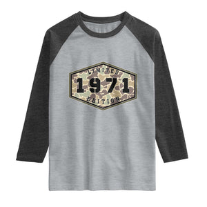 55th Birthday Hunting Raglan Shirt 1971 Limited Edition Vintage Camouflage Gifts For Turning 55