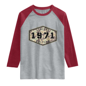 55th Birthday Hunting Raglan Shirt 1971 Limited Edition Vintage Camouflage Gifts For Turning 55