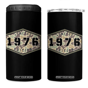 50th Birthday Hunting 4 in 1 Can Cooler Tumbler 1976 Limited Edition Vintage Camouflage Gifts For Turning 50