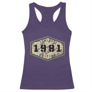 45th Birthday Hunting Racerback Tank Top 1981 Limited Edition Vintage Camouflage Gifts For Turning 45