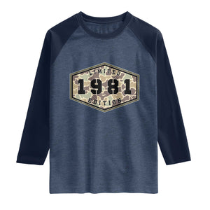 45th Birthday Hunting Raglan Shirt 1981 Limited Edition Vintage Camouflage Gifts For Turning 45