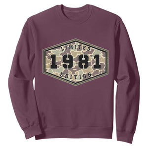 45th Birthday Hunting Sweatshirt 1981 Limited Edition Vintage Camouflage Gifts For Turning 45