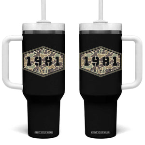 45th Birthday Hunting Tumbler With Handle 1981 Limited Edition Vintage Camouflage Gifts For Turning 45