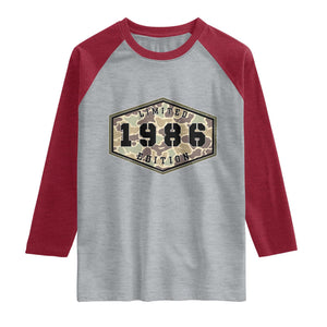 40th Birthday Hunting Raglan Shirt 1986 Limited Edition Vintage Camouflage Gifts For Turning 40