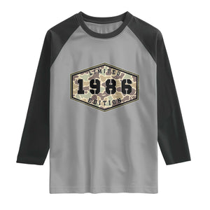 40th Birthday Hunting Raglan Shirt 1986 Limited Edition Vintage Camouflage Gifts For Turning 40