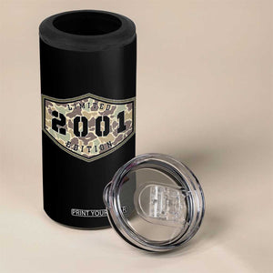 25th Birthday Hunting 4 in 1 Can Cooler Tumbler 2001 Limited Edition Vintage Camouflage Gifts For Turning 25