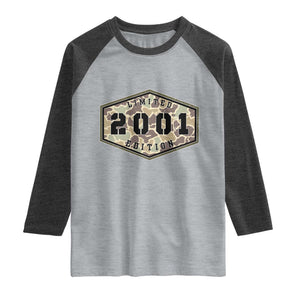 25th Birthday Hunting Raglan Shirt 2001 Limited Edition Vintage Camouflage Gifts For Turning 25