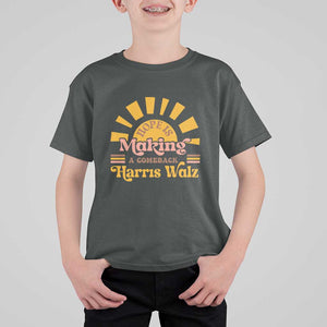 Harris Walz 2024 T Shirt For Kid Hope Is Making A Comeback Retro Sunshine TS11 Dark Heather Print Your Wear