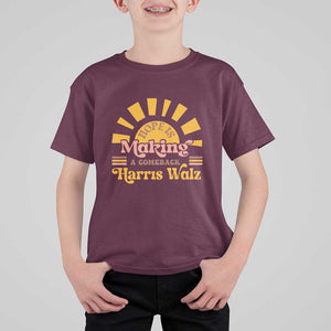 Harris Walz 2024 T Shirt For Kid Hope Is Making A Comeback Retro Sunshine TS11 Maroon Print Your Wear