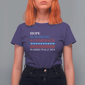 Harris Walz 2024 T Shirt For Women Hope Is Making A Comeback American Flag TS11 Purple Print Your Wear