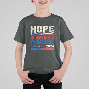 Harris Walz Supporter T Shirt For Kid Hope Is Making A Comeback 2024 American Flag Star TS11 Dark Heather Print Your Wear