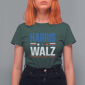 Harris Walz Supporter T Shirt For Women Prosecutor And Coach Star US Elections 2024 TS11 Dark Forest Green Print Your Wear