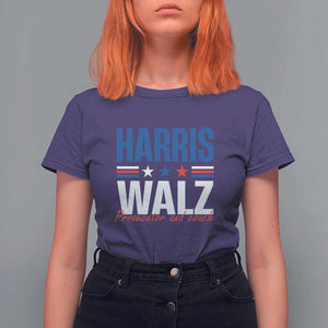 Harris Walz Supporter T Shirt For Women Prosecutor And Coach Star US Elections 2024 TS11 Purple Print Your Wear