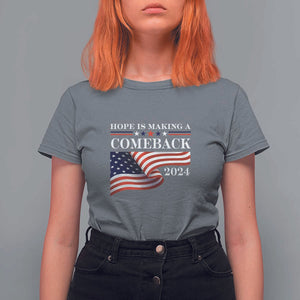 Harris Walz Supporter T Shirt For Women Hope Is Making A Comeback 2024 American Flag Star TS11 Charcoal Print Your Wear