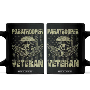 Paratrooper Veteran Coffee Mug Airborne Military Vintage American Flag TS11 Black Print Your Wear