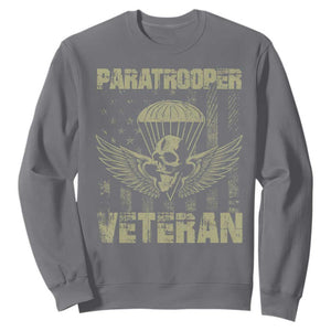 Paratrooper Veteran Sweatshirt Airborne Military Vintage American Flag TS11 Charcoal Print Your Wear