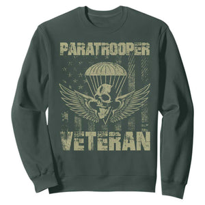 Paratrooper Veteran Sweatshirt Airborne Military Vintage American Flag TS11 Dark Forest Green Print Your Wear