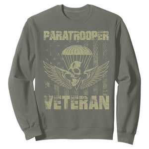 Paratrooper Veteran Sweatshirt Airborne Military Vintage American Flag TS11 Military Green Print Your Wear