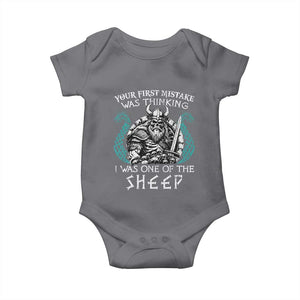Viking Your First Mistake Was Thinking I Was One Of The Sheep Baby Onesie Viking Warrior TS11 Charcoal Print Your Wear