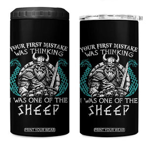 Viking Your First Mistake Was Thinking I Was One Of The Sheep 4 in 1 Can Cooler Tumbler Viking Warrior TS11 One Size: 16 oz Black Print Your Wear