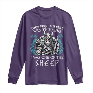 Viking Your First Mistake Was Thinking I Was One Of The Sheep Long Sleeve Shirt Viking Warrior TS11 Purple Print Your Wear