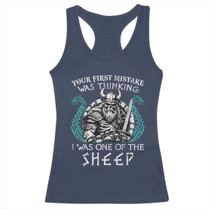Viking Your First Mistake Was Thinking I Was One Of The Sheep Racerback Tank Top Viking Warrior TS11 Navy Print Your Wear
