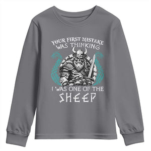 Viking Your First Mistake Was Thinking I Was One Of The Sheep Youth Sweatshirt Viking Warrior TS11 Charcoal Print Your Wear