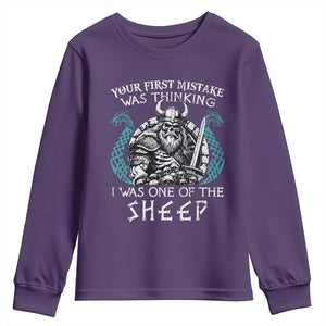 Viking Your First Mistake Was Thinking I Was One Of The Sheep Youth Sweatshirt Viking Warrior TS11 Purple Print Your Wear