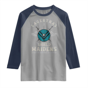Lagertha's Shield Maidens Raglan Shirt The Future Is Open Trust In The Gods Viking Warrior TS11 Sport Gray Navy Print Your Wear