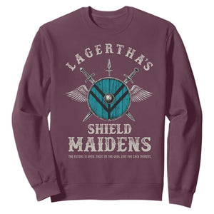 Lagertha's Shield Maidens Sweatshirt The Future Is Open Trust In The Gods Viking Warrior TS11 Maroon Print Your Wear