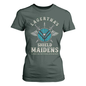 Lagertha's Shield Maidens T Shirt For Women The Future Is Open Trust In The Gods Viking Warrior TS11 Dark Forest Green Print Your Wear
