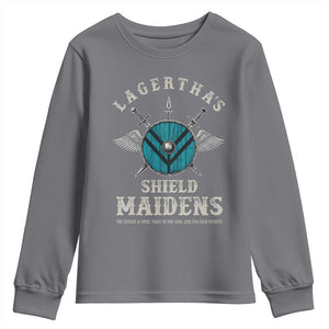 Lagertha's Shield Maidens Youth Sweatshirt The Future Is Open Trust In The Gods Viking Warrior TS11 Charcoal Print Your Wear