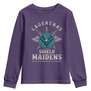Lagertha's Shield Maidens Youth Sweatshirt The Future Is Open Trust In The Gods Viking Warrior TS11 Purple Print Your Wear