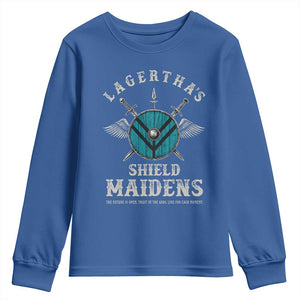 Lagertha's Shield Maidens Youth Sweatshirt The Future Is Open Trust In The Gods Viking Warrior TS11 Royal Blue Print Your Wear