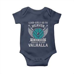 Shieldmaiden Viking Pride Baby Onesie Good Girls Go To Heaven The Best Women Go To Valhalla TS11 Navy Print Your Wear