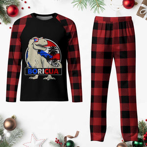 Funny Boricua Dinosaur Dino Puerto Rican Flag Hispanic Heritage Plaid Pajama Set TS11 Buffalo Plaid Print Your Wear