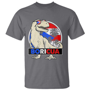 Funny Boricua Dinosaur Dino Puerto Rican Flag Hispanic Heritage T Shirt TS11 Charcoal Print Your Wear