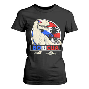Funny Boricua Dinosaur Dino Puerto Rican Flag Hispanic Heritage T Shirt For Women TS11 Black Print Your Wear