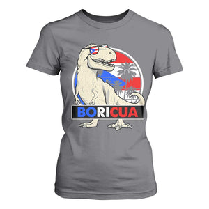 Funny Boricua Dinosaur Dino Puerto Rican Flag Hispanic Heritage T Shirt For Women TS11 Charcoal Print Your Wear