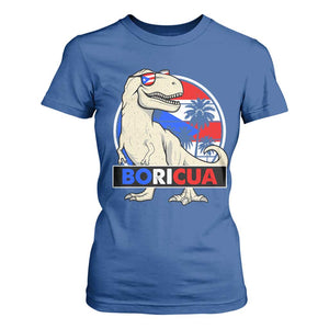 Funny Boricua Dinosaur Dino Puerto Rican Flag Hispanic Heritage T Shirt For Women TS11 Royal Blue Print Your Wear