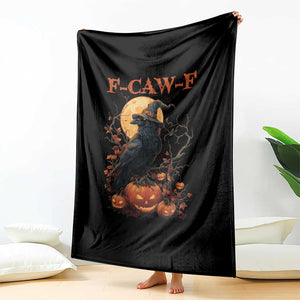 Funny Halloween F Caw F Throw Blanket Black Crow Moon Gothic Spooky Season TS11 Print Your Wear