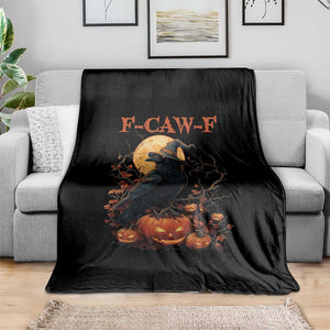 Funny Halloween F Caw F Throw Blanket Black Crow Moon Gothic Spooky Season TS11 Print Your Wear