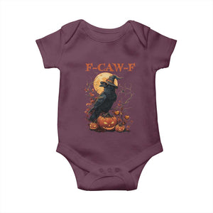 Funny Halloween F Caw F Baby Onesie Black Crow Moon Gothic Spooky Season TS11 Maroon Print Your Wear