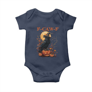 Funny Halloween F Caw F Baby Onesie Black Crow Moon Gothic Spooky Season TS11 Navy Print Your Wear