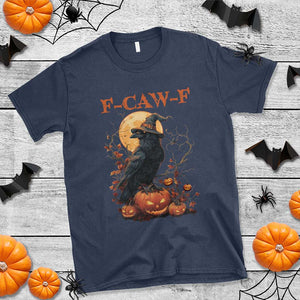 Funny Halloween F Caw F T Shirt Black Crow Moon Gothic Spooky Season TS11 Navy Print Your Wear