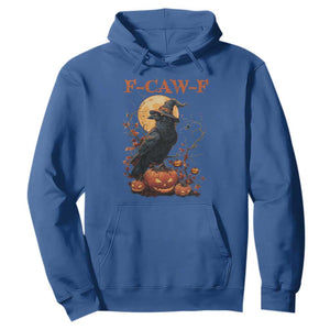 Funny Halloween F Caw F Hoodie Black Crow Moon Gothic Spooky Season TS11 Royal Blue Print Your Wear