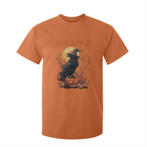 Funny Halloween F Caw F T Shirt For Kid Black Crow Moon Gothic Spooky Season TS11 Orange Print Your Wear
