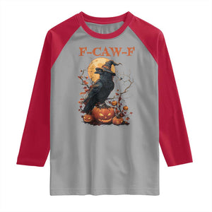 Funny Halloween F Caw F Raglan Shirt Black Crow Moon Gothic Spooky Season TS11 Sport Gray Red Print Your Wear